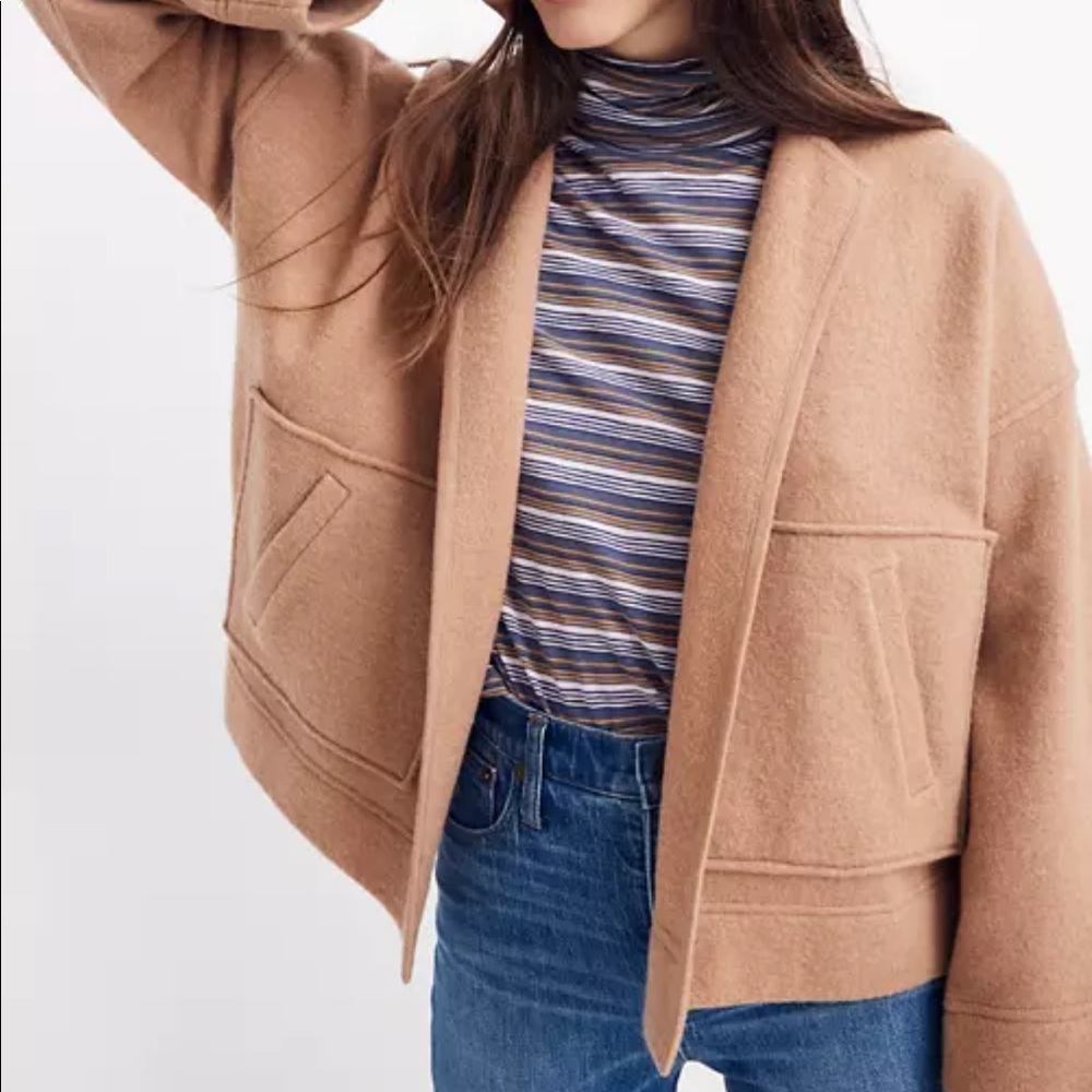 Madewell Boiled Wool Carmel Sweater Jacket